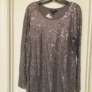 DKNY Long Sleeved Sequin Mini Dress Size M NWT